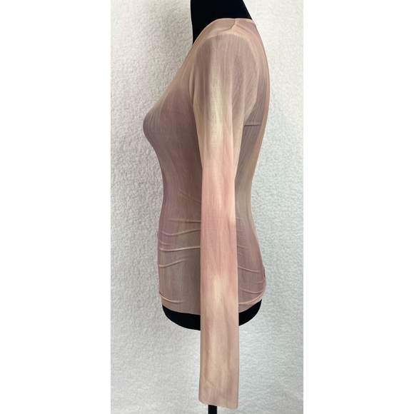 ZARA • Abstract Printed Tulle Long Sleeve Blouse Top - Picture 5 of 14